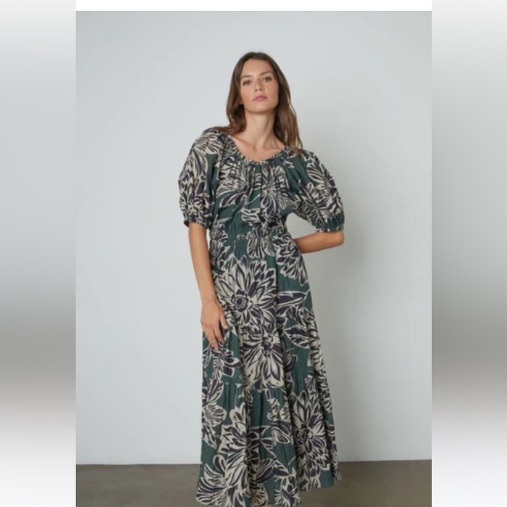 Velvet Raya floral cotton and silk midi/maxi dress. 51” Long. Comfortable fit!